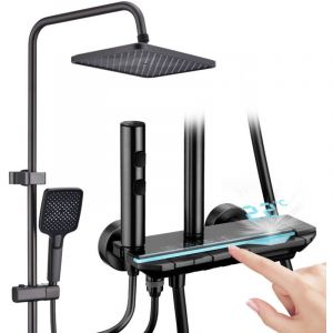 Colonne de Douche,Mitigeur en Laiton Systeme de Douche,Affichage Num&eacute;rique led Ensemble de Douche,Pommeau De Douche, Douchette &agrave; 4 Fonctions, Bidet