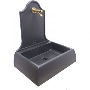 Fonderia Bongiovanni - Fontaine murale en fonte gris Lione pour mur de balcon de jardin de maison avec robinet en laiton choisissez la finition :