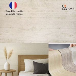 Panneau mural souple beige en pierre naturelle – DECOPINE – Effet travertin – 60x120 cm – Lot de 4 – 3,12 m²