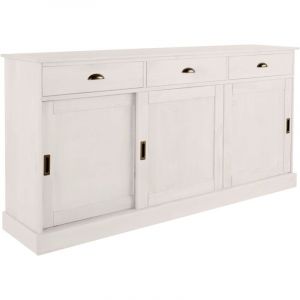 HarryBuffet avec 3 portes et 3 tiroirs en pin laqu&eacute; blanc