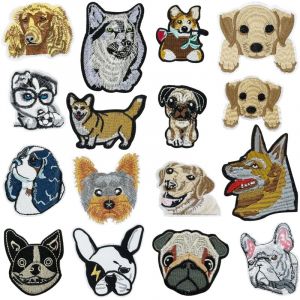 Lot de 16 Ecussons Thermocollants, Chien Patch Thermocollant Ecusson &agrave; Coudre Patch Applique pour V&ecirc;tement T-Shirt Jeans Vest