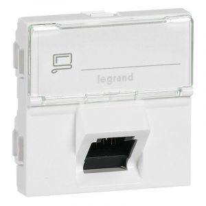 Legrand - Prise RJ45 catégorie6A stp inclinée à 45° avec blindage métal Mosaic 2 modules blanc (076508)