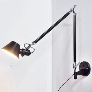 BOMCLAP Applique murale pour chambre, applique &agrave; bras long pivotant, avec prise, bras t&eacute;lescopique r&eacute;glable, lampe de bureau, E27, ampoule non