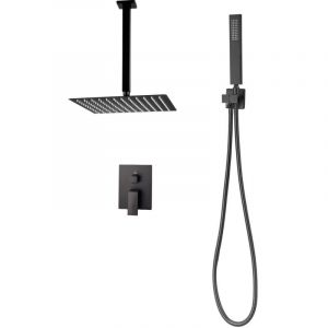 Mophorn Ensemble de robinetterie de douche encastrable, syst&egrave;me de douche avec pommeau carr&eacute; 25,4 cm, douchette &agrave; main et kit de montage au plafond,
