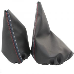 Convient pour BMW s&eacute;rie 3 levier de vitesse int&eacute;rieur PU cuir couverture pi&egrave;ces de levier de vitesse pommeau couvercle de frein &agrave; main + couvercle de