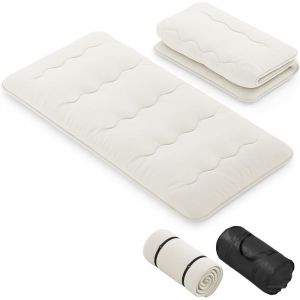 GOPLUS Matelas Futon Japonais 1 Personnes 90x200CM-Lit de Couchage Enroulable de Sol et Portable avec Sac de Transport Beige