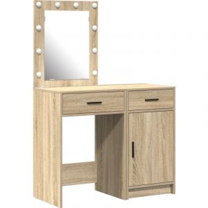 Ensemble de coiffeuse 2 pièces avec led en bois d'ingénierie chêne Sonoma Vidaxl