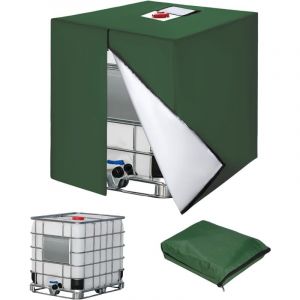 Bache pour Cuve 1000L IBC, 210D Réservoir d'eau Couvercle, Anti-UV Housse Protection Cuve, Bâche de Protection Cuve IBC avec Fermeture éclair, 120 x