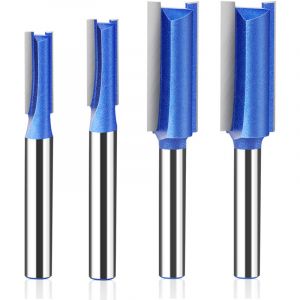 Lot de 4 Fraises Droite Defonceuse &agrave; Tige de 6 mm, Fraise droite &agrave; queue, Diam&egrave;tre de Coupe 6,35/7,96/9,52/12,7 mm, Fraise Droite pour le Travail du