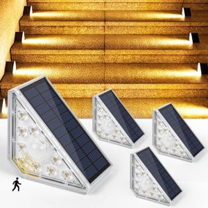Lumi&egrave;re D'escalier Solaire, 300LM led Eclairage Solaire Escalier Exterieur avec Detecteur, IP67 Imperm&eacute;able Lampes Solaires Exterieur pour Escaliers