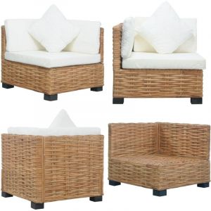 Vidaxl - Canapé d'angle avec coussins Rotin naturel - Canapé D'angle - Rotin Naturel - Mobilier De Jardin - Salon - Véranda - Home & Living