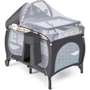 5 en 1 Lit Parapluie Bébé avec Matelas & Moustiquaire, Lit Bébé Evolutif avec Table à Langer, 3 Jouets Mignons & Boîte à Musique, Sac de Transport,