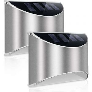 Lampe Solaire Ext&eacute;rieur Puissante Stainless Steel Applique Avec Etanche Led Lumi&egrave;re Lampadaire Eclairage Exterieur de S&eacute;curit&eacute; Sans Fil Pour Jardin