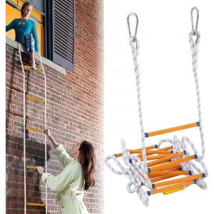 &Eacute;chelle en corde ignifuge de 6 m - &Eacute;chelle de secours pour balcon - &Eacute;chelle de secours - &Eacute;chelle de s&eacute;curit&eacute; - &Eacute;chelle de s&eacute;curit&eacute; - Avec 2