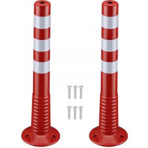 Kit 2x Poteau de balisage pu Orange / Blanc 75cm &phi; 200x 750mm Poids 2,7kg Poteau de signalisation avec socle Pr&eacute;vention danger Borne amovible