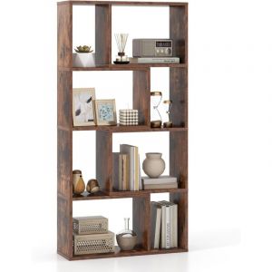 GOPLUS Biblioth&egrave;que Livre en Bois, 60 x 20 x 120 CM, &Eacute;tag&egrave;re 4 Niveaux Ouverte avec 8 Cubes, &Eacute;tag&egrave;re Rangement pour Manga avec 2 Dispositifs