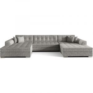 Les Tendances - Canap&eacute; panoramique convertible vira en tissu chin&eacute;-Gris clair chin&eacute;