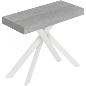 Console extensible 90x40/300 cm Saki Premium béton pieds blancs