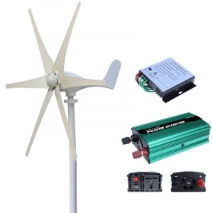 Maerex - Turbine Eolienne à 6 pales en forme de s et Onduleur 300 w, Charge automatique 12V/24V, Protection IP6