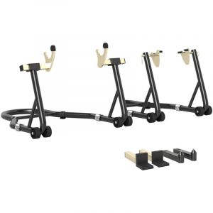 B&eacute;quille roue avant arri&egrave;re charge 390 kg b&eacute;quille d'atelier moto bras r&eacute;glable en acier, fourche en forme de U + L noir