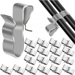 Clips C&acirc;bles Clips de Fil M&eacute;tallique Remorque Cadre de C&acirc;ble Pince en Acier Inoxydable Cavalier Cable Electrique Clips Rangement de C&acirc;ble pour