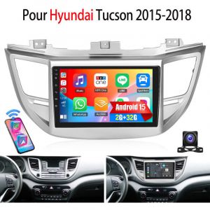 DAB+ Autoradio Android 15 32/64 Go avec CarPlay et GPS pour Hyundai Tucson 2015-18 - Navigation RDS - 2+32G CAM