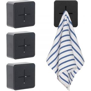 4 Pi&egrave;ces Porte Torchon Cuisine, Accroche Torchons Adhesif, ABS Accroche Serviette Adh&eacute;sif Aalle de Bain, Porte Torchon Ventouse Autoadh&eacute;sives Sans