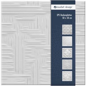 Marbet Design dalles plafond en polystyr&egrave;ne EPS 6 d&eacute;cors diff&eacute;rents 50x50cm paquet &eacute;conomique: Norma 2, Forfait maximum (meilleur prix)