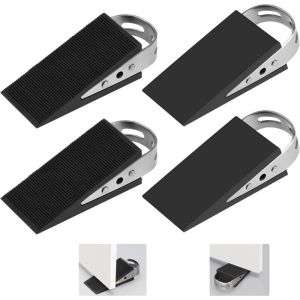 Cale de Porte en Caoutchouc, 4 Pièces Cale de Porte Cale-Porte Mobile Protection de Porte Noir Cale en Caoutchouc Antidérapant