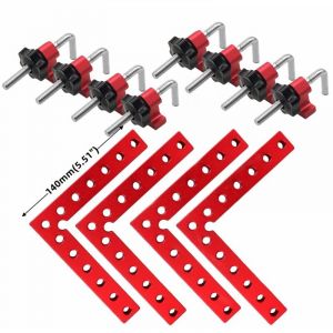 4 pcs Bloc de Positionnement &agrave; 90 Degr&eacute;s Rouge - 140mm/5,5' Pince de Fixation &agrave; Angle Droit en Alliage D'aluminium, Equerre de Positionnement Type l