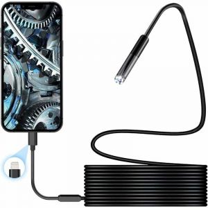 1PC Endoscope 1080P WiFi Cam&eacute;ra Endoscopique, Sonde &Eacute;tanche IP67 de 7,9mm Cam&eacute;ras d'inspection C&acirc;ble Semi-Rigide de 3M avec 6 LED Compatible avec iOS