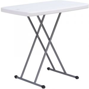 Table Compacte et Pliable, Table Pliante Ajustable, 76 x 50 x 51/63/74 cm, Blanc, Mat&eacute;riau: HDPE, Surface sup&eacute;rieure: 76 x 50 cm
