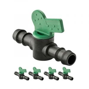 Lot de 10 Vanne cannel&eacute; 16mm pour tuyau goutte &agrave; goutte. Soupape d'arr&ecirc;t pour l'irrigation goutte &agrave; goutte