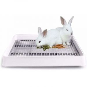 Bac &agrave; liti&egrave;re surdimensionn&eacute; pour lapin et chat &ndash; Dimensions 38,3 x 30,9 x 6,5 cm &ndash; Plastique PP durable &ndash; Grille pour nettoyage facile