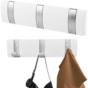 Pat&egrave;re Murale de 3 Crochets R&eacute;tractables, Porte Manteau Mural, Pat&egrave;res Pour Suspendre Manteaux &eacute;charpes, Patere Porte Manteau Pliable, Patere Murale