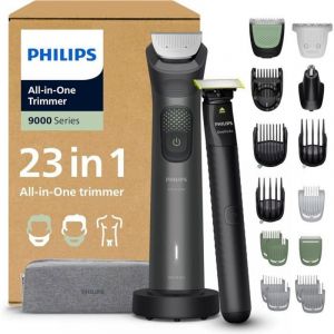 Tondeuse tout-en-un - PHILIPS - Multigroom s&eacute;rie 9000 MG9561/30 - 23 accessoires - OneBlade - 27 hauteurs (0,2&ndash;20 mm)