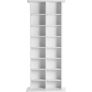 Mophorn - Meuble de rangement multimédia à 8 niveaux, étagère dvd réglable pour 464 cd, 16 compartiments, organise la musique, les films, les jeux et