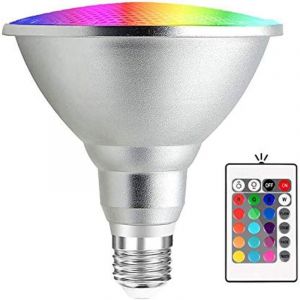20 W Ampoule LED RGB E27 Par38 étanche avec télécommande IR 24 touches (RGB et blanc froid) [Classe énergétique A+]