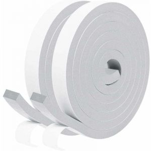 Joint Isolant en mousse autocollant 20mm x10mm x2m Joint Boudin de porte coupe vent Joint en bande antichoc pour Porte fen&ecirc;tre, 2 rouleaux-Mousse