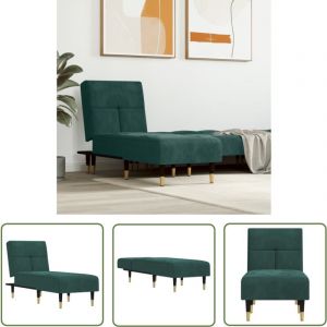 The Living Store - Chaise longue vert fonc&eacute; velours - Chaise Longue - Fauteuil Relax - Chaise Lounge Verte - Mobilier Ext&eacute;rieur - Salon De Jardin