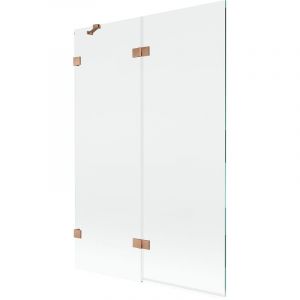 Mexen - Lunar paroi de baignoire &agrave; 2 volets gauche 120 x 150 cm, transparent, cuivre bross&eacute; - 897-120-100-65-00-L