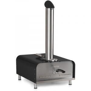 Klarstein &ndash; Four &agrave; pizza &agrave; granul&eacute;s avec pierre 33x33 cm &ndash; Thermom&egrave;tre int&eacute;gr&eacute; jusqu'&agrave; 500 &deg;C &ndash; Inox &ndash; Pelle &agrave; pizza et insert &agrave; viande inclus