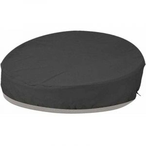 Housse Lit De Jardin Rond Housse De Protection Canap&eacute; Lit Rond Coupe-Vent R&eacute;sistant Aux UV 210D Oxford B&acirc;che en Tissu pour Meubles De Jardin, Noir
