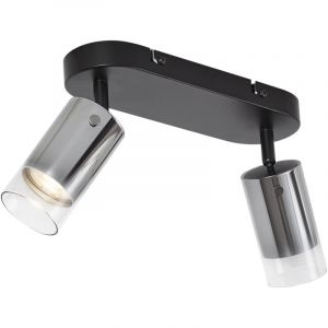 Drain - Spot plafond, plafonnier - 2 lumière - l 26 cm - Gunmetal - Moderne - éclairage intérieur - Salon i Chambre i Cuisine i Salle à manger - Qazqa