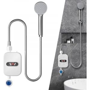 Chauffe-eau &eacute;lectrique instantan&eacute;, 220 V, 3 500 W, affichage LED, mini chauffe-eau instantan&eacute; avec pommeau de douche et tuyaux, pour salle de bain et