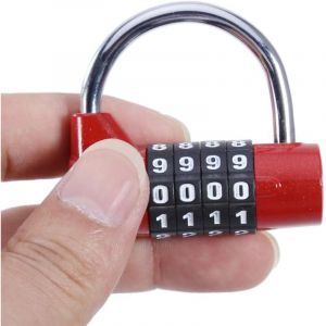 4 chiffres Mot de passe de s&eacute;curit&eacute; Coded Lock Large &agrave; anse Cadenas &agrave; combinaison bagages Armoires Bo&icirc;tes casiers, rouge
