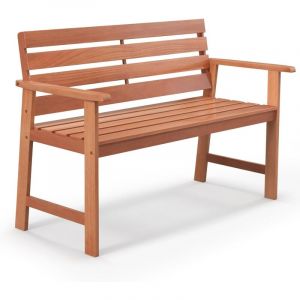 Costway - Banc de Jardin en Bois Massif, Banc d'Ext&eacute;rieur &agrave; 2 Places avec Accoudoirs, Si&egrave;ge &agrave; Lattes pour Parc, Porche, Cour, Charge 180 kg, 120,5 x