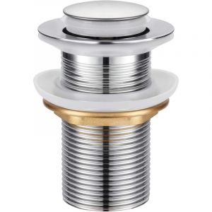 Bonde de Lavabo, Universel Bonde Pop-up sans Trop-plein Bonde de Vidage Automatique avec Bouchon de Vidange sans Tirette &agrave; Clapet Push Open en Inox