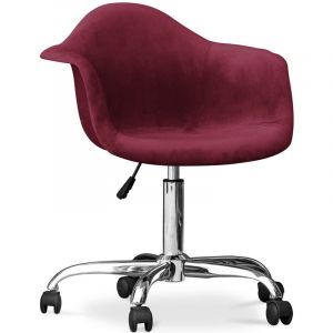 Chaise de bureau avec accoudoirs - Chaise de bureau pivotante avec roulettes - Grev Rouge fonc&eacute;