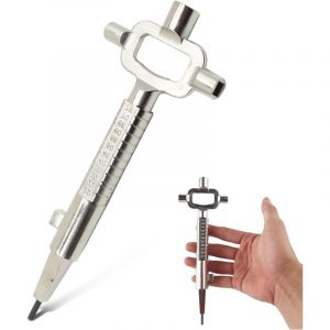 Cl&eacute; de Construction Universelle 6 en 1, Trousseau de Cl&eacute; Engin Chantier Clef Passe Partout Toute Serrure Cl&eacute;f de Chantier Avec &Eacute;chelle De Mesure de